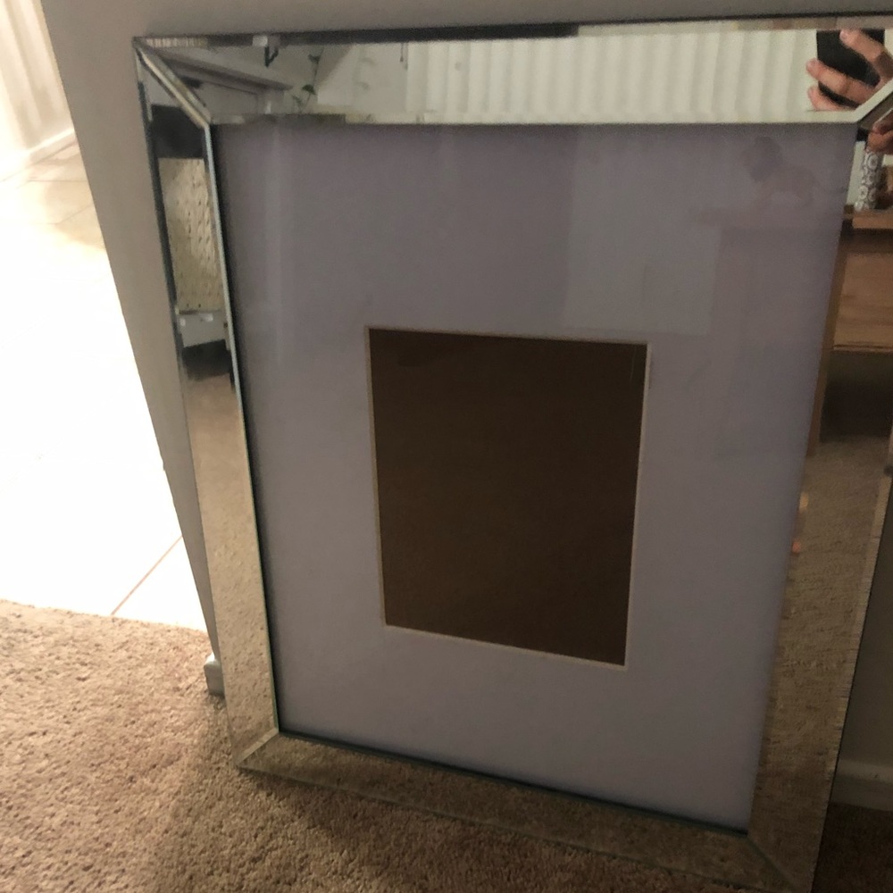 Silver mirror panel wall picture frame